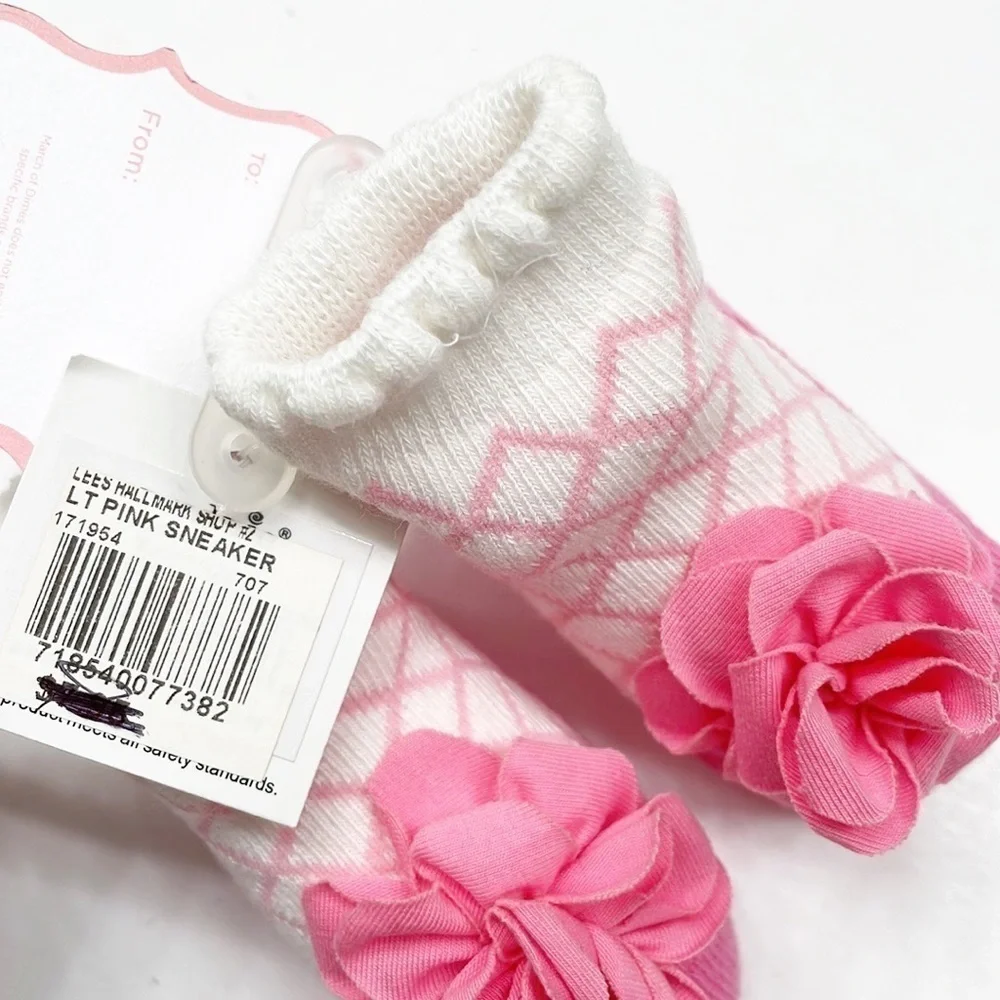 NEW Mud Pie light pink sneaker baby socks